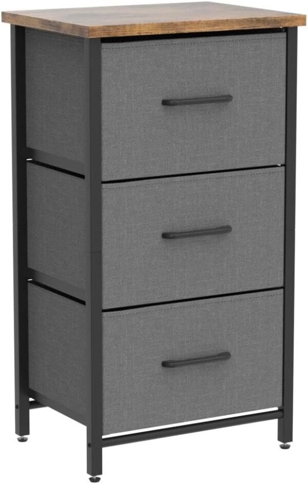 Yoobure Nightstand with 3 Fabric Drawers, Storage Drawers Small Dresser for Bedroom, Night Stands Bedside Tables Closet Drawers Dressers & Chests Organizer Unit Fabric Dresser for Hallway College Dorm - Image 6