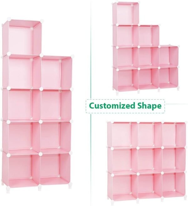 TomCare Cube Storage Organizer 9-Cube Closet Organizer and Storage Shelves Bookshelf Cubes Organizer Plastic Book Shelf Bookcase DIY Square Closet Cabinet Shelves for Bedroom Office, Pink - Image 7