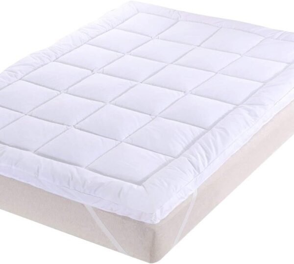 Box Stitch 233-Thread-Count, 100-Percent Cotton 2-Inch Thick Twin XL Mattress Pad/Topper with Down Alternative Fill, White - Image 2