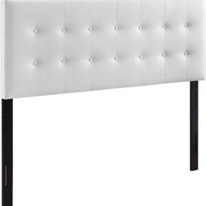 Modway MOD-5173 Emily Tufted Button Faux Leather Upholstered Full Headboard in White