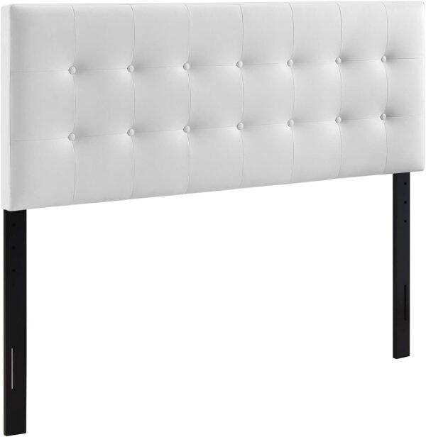 Modway MOD-5173 Emily Tufted Button Faux Leather Upholstered Full Headboard in White