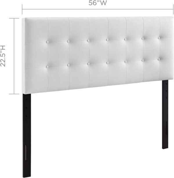 Modway MOD-5173 Emily Tufted Button Faux Leather Upholstered Full Headboard in White - Image 3