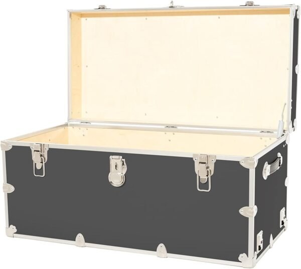 Rhino Trunk & Case XXL Leather Embossed Vinyl Trunk with Removable Wheels, College, Home & Office Storage 36"x18"x18" (Slate) - Image 3