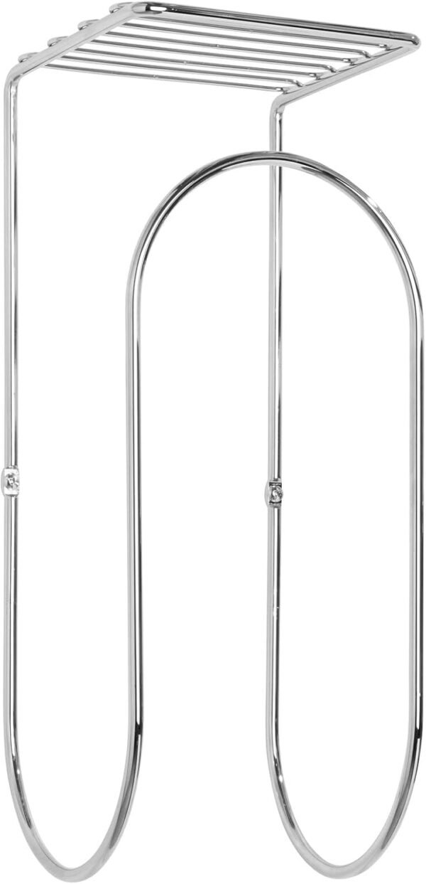 mDesign Modern Metal Wire Wall Mount Towel Rack Holder and Organizer with Storage Shelf - for Bathroom Towels, Washcloths, Hand Towels - Decorative Curved Design - Chrome - Image 9