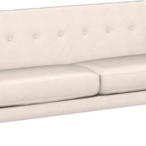 Mellow ADAIR Mid-Century Modern Loveseat / Sofa / Couch with Armrest Pockets, Tufted Linen Fabric, Ivory