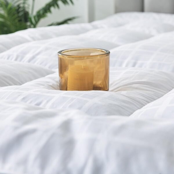 WhatsBedding 5 Inch Duck Feather Bed Mattress Topper Twin Size, 100% Thickened Cotton White Plaid Jacquard, 2500 GSM Overfilled Pillow Top, 39x75 in - Image 3
