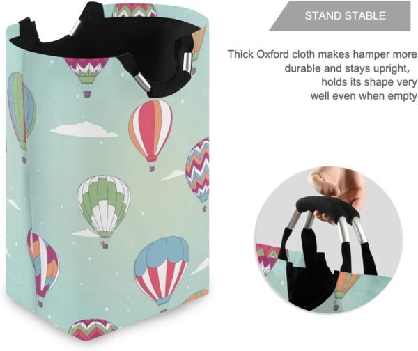 OREZI Cartoon Hot Air Balloon Laundry Hamper,Waterproof and Foldable Laundry Bag with Handles for Baby Nursery College Dorms Kids Bedroom Bathroom - Image 3