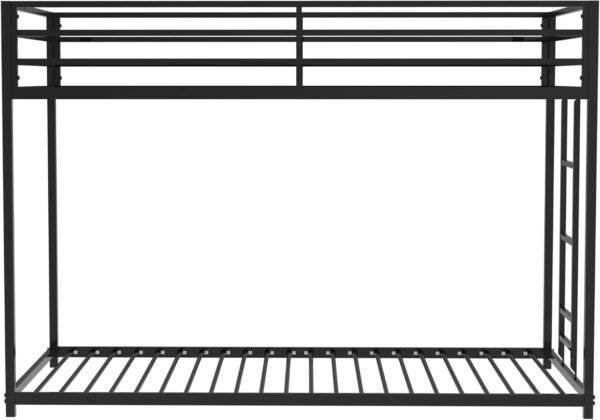 Twin over Twin Metal Bunk Bed with Ladder/Slats Support/Safety Guardrail for Childs Adults Teens,Weight Capacity 400 lbs(Lower)/350 lbs(Upper),Black - Image 8