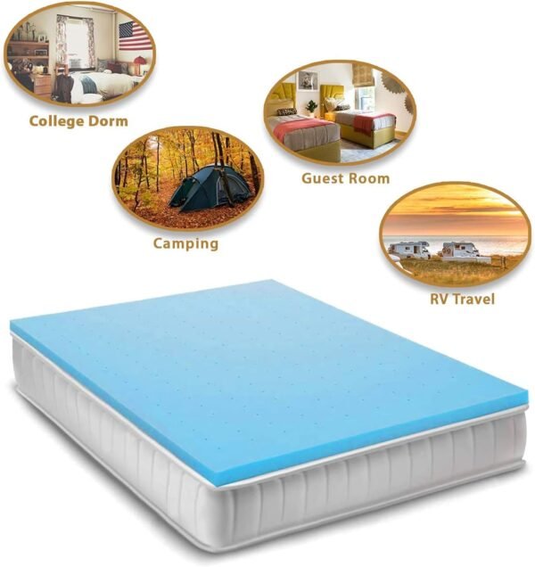 Memory Foam 2 Inch Twin XL Mattress Topper Bed Topper for College Dorm, Gel Soft Foam Mattress Pad 2 Inch, College Dorm Essentials, Single XL Gel Infused Mattress Foam Topper Bed Mattress Pad - Image 5