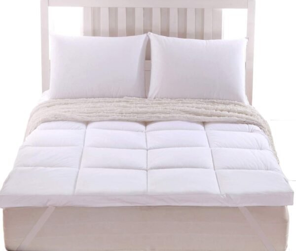 Box Stitch 233-Thread-Count, 100-Percent Cotton 2-Inch Thick Twin XL Mattress Pad/Topper with Down Alternative Fill, White