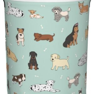 Puppy Dog Cute Animals Round Laundry Hamper Storage Basket Toys Clothes Organizer Bin For Home Bathroom Bedroom Dorm Nursery, 62l