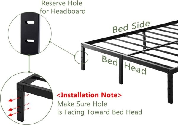 45MinST 18 Inch Platform Bed Frame/Easy Assembly Mattress Foundation / 3000lbs Heavy Duty Steel Slat/Noise Free/No Box Spring Needed,Queen - Image 5