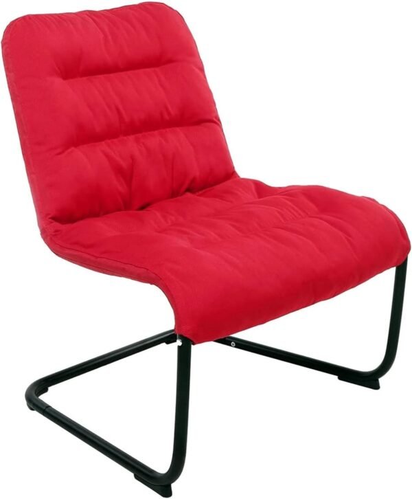 Durable Metal Modern Chair with Soft Comfortable Cushion, Red - Ideal for Teens, Reading, Home, Living Room, Apartment, College, Leisure, Bedroom, Dorm, or Accent Chair