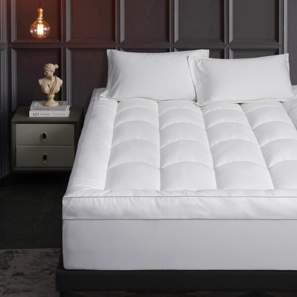 HYPREST Mattress Topper Twin XL, Extra Thick Mattress Topper Overfilled with 1300 GSM Down Alternative, 100% Cotton Cooling Soft Quilted Plush Pillow Top Mattress Pad 8-24" - Image 2