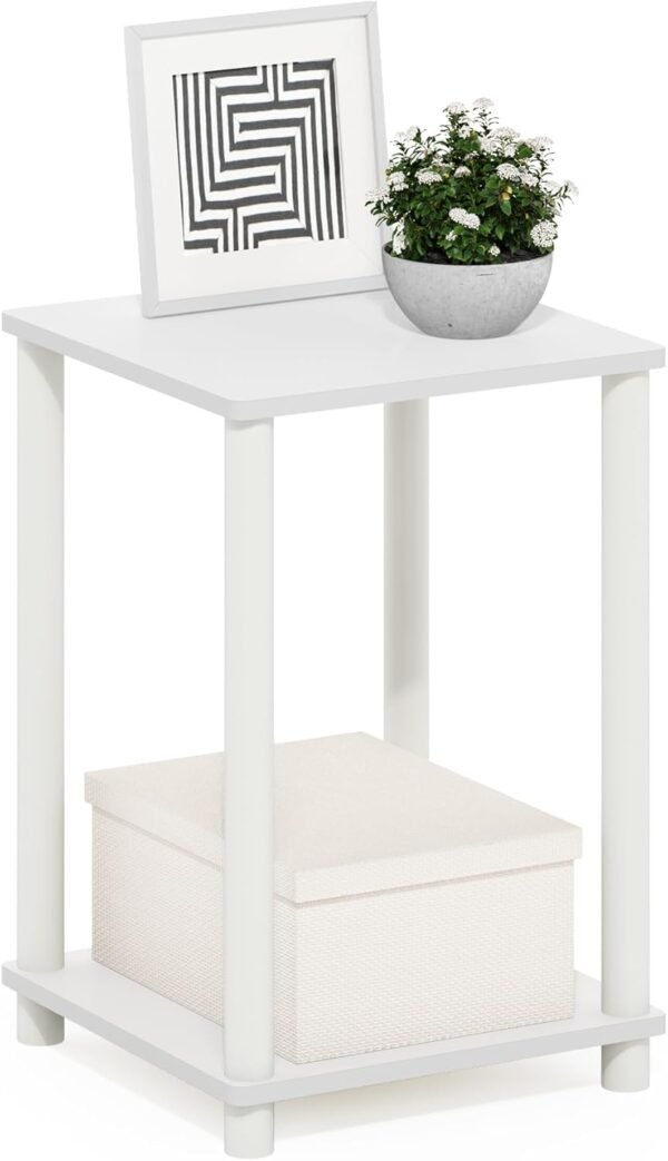 Furinno Turn-N-Tube Haydn End Side Night Stand/Bedside Table, 1-Pack, 2-Tiers, White/White - Image 4