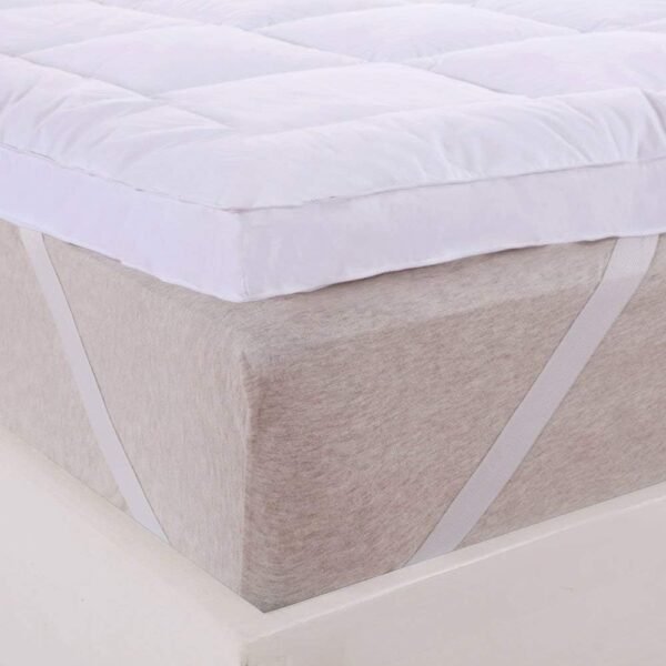 Box Stitch 233-Thread-Count, 100-Percent Cotton 2-Inch Thick Twin XL Mattress Pad/Topper with Down Alternative Fill, White - Image 4