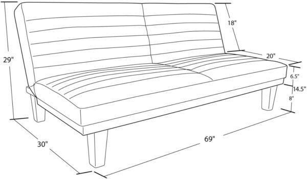 DHP Dillan Convertible Futon with Microfiber Upholstery, Grey - Image 6