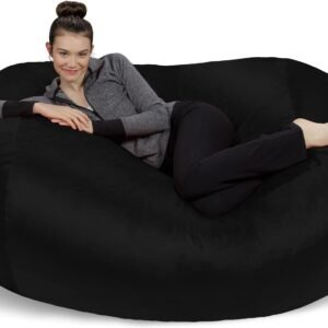 Sofa Sack – Plush Bean Bag Sofas with Super Soft Microsuede Cover – XL Memory Foam Stuffed Lounger Chairs for Kids, Adults, Couples – Jumbo Bean Bag Chair Furniture – Black 6′