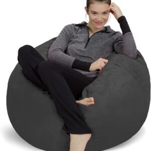 Sofa Sack Bean Bag Chair: 3′ Memory Foam Furniture Bean Bag – Medium Sofa with Soft Micro Fiber Cover – Microsuede Gray