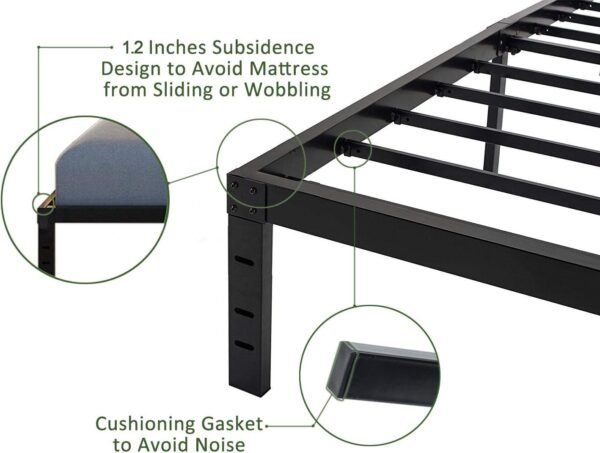 45MinST 18 Inch Platform Bed Frame/Easy Assembly Mattress Foundation / 3000lbs Heavy Duty Steel Slat/Noise Free/No Box Spring Needed,Queen - Image 4