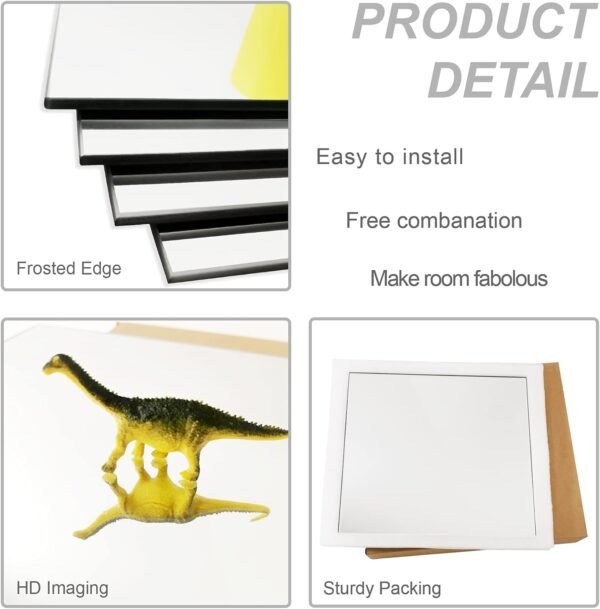 Delma Full Body Length Mirror Tiles Wall Mounted, 14'' x 12'' For Bedroom, Home Gym, Door (Glass - Frameless - 8PCS) - Image 3