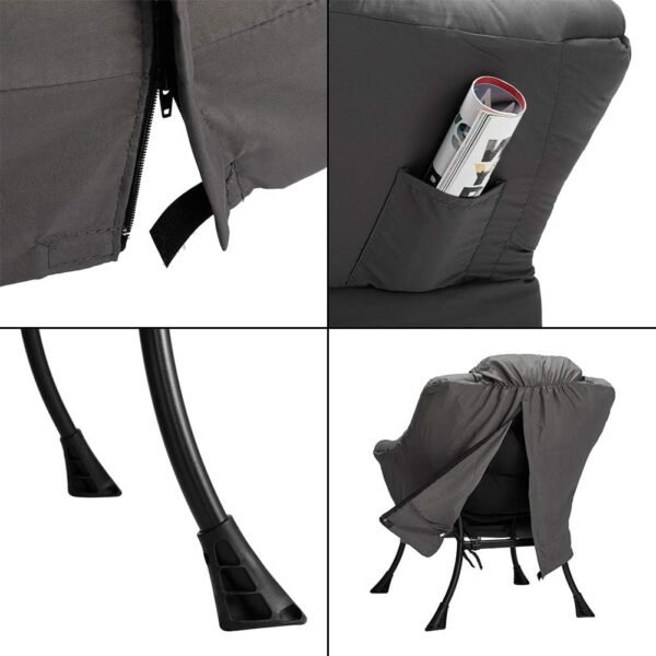 AbocoFur Modern Fabric Large Lazy Chair, Accent Oversized Comfy Reading Chair, Thick Padded Cozy Lounge Chair with Armrest, Steel Frame Leisure Sofa Chair for Living Room, Bedroom, Dorm, Dark Grey - Image 5
