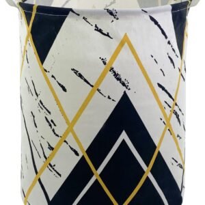 Large Collapsible Laundry Basket, Waterproof Laundry Hamper, Canvas Fabric Storage Basket Toy Storage Bin Organizer Nursery Hamper for College Dorm Bedroom Bathroom (Geometric Triangles)
