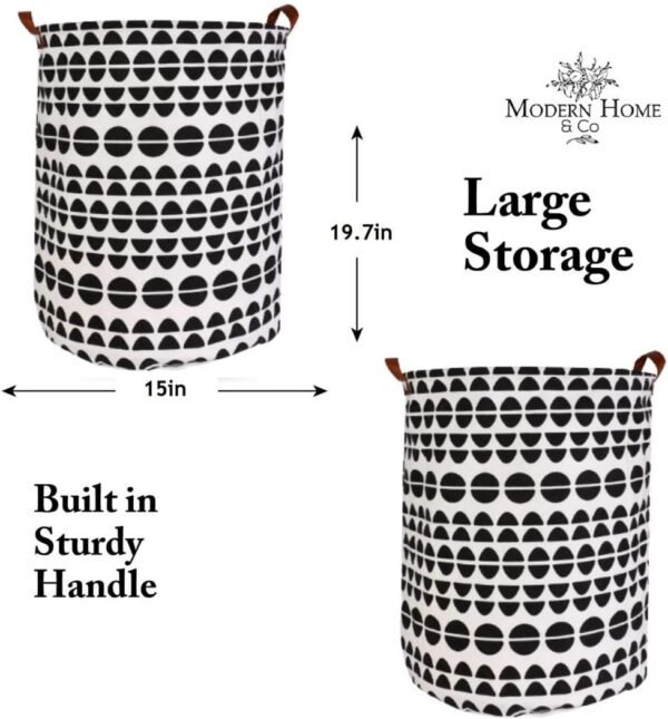 ModernHome & Co 19.7in Tall Laundry Basker Large Hamper Room Storage Decor Waterproof Foldable Canvas Laundry Baskets Kawaii Room Decor Baskets For Organizing Baby Hamper Laundry Bag (Black sm Polka) - Image 4