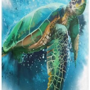 22.7″(H) Collapsible Laundry Hamper Watercolor Sea Turtle Laundry Basket Organizer Large with Handle Foldable Clothes Hamper