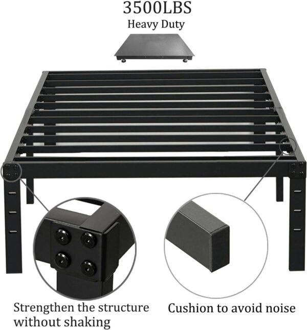 Twin XL Bed Frames, 14 Inches High Metal Bedframe with Steel Slats Support, No Box Spring Needed, Sturdy and Noise-Free - Image 4