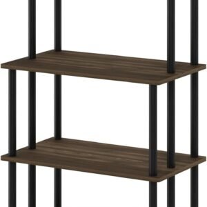 Furinno Turn-N-Tube Kitchen Storage Shelf with Top Cabinet for Kitchen, Dining Room and Home Office, Columbia Walnut/Black