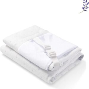 4 Inch Twin XL Mattress Topper Cover, Lavender Infused Bamboo Zippered Cover for Mattress Topper, Twin Extra Long Adjustable Straps, Removable and Washable