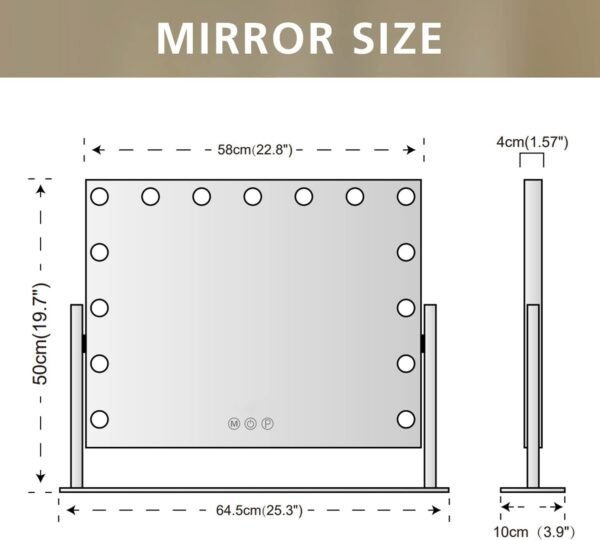 FENCHILIN Vanity Mirror with Lights, White Hollywood Lighted Makeup Mirror with 15 Dimmable LED Bulbs Rotation for Dressing Room & Bedroom, Living Room - Image 4