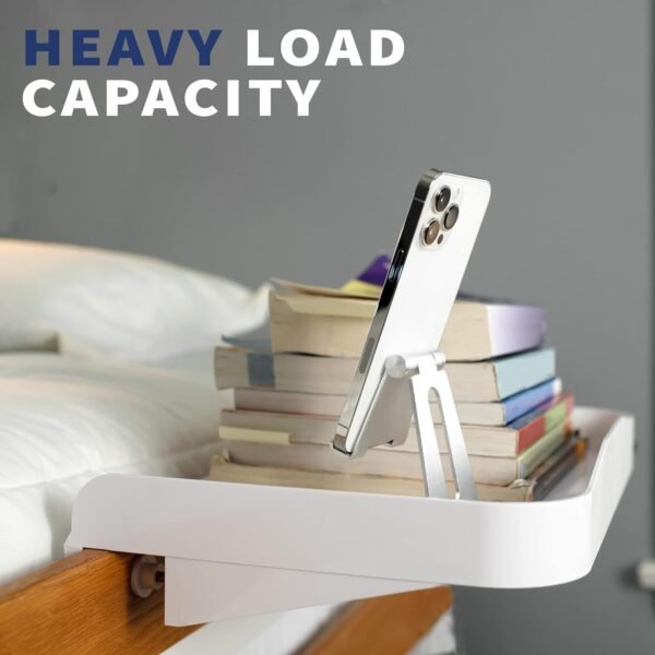 Bedside Shelf for Bunk Beds, Lofts & Bed Frames - Heavy Duty Storage Table and Tray Fits Laptops, Book & Drinks - Great for Students College Dorm Room & Kids Bedroom to Replace Nightstand (White) - Image 4