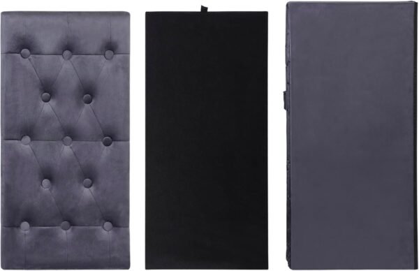 SUPER DEAL Velvet Storage Ottoman Bench Foldable Storage Chest Footrest Toy Box for Entryway, Living Room, Bedroom, 550 lb Load Capacity, 31.4x15.7x15.7 inches Dark Grey - Image 5