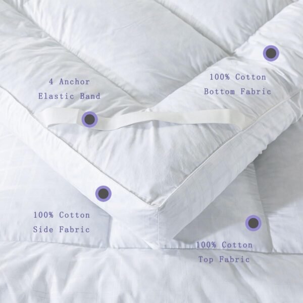 WhatsBedding 5 Inch Duck Feather Bed Mattress Topper Twin Size, 100% Thickened Cotton White Plaid Jacquard, 2500 GSM Overfilled Pillow Top, 39x75 in - Image 6