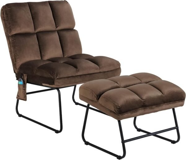 Giantex Massage Chair with Ottoman, 5 Vibration Modes & 4 Massage Motors, Tapping for Back & Lumbar, Velvet Sofa with Remote Control, Side Pocket, Electric Massage Couch for Living Room Bedroom Balcon