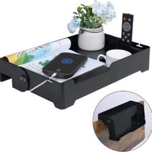 YONGJIA Foldable bedside shelf, bunk bed tray for top bunk, College, Dorm, bedroom, kids bunk bed, foldable nightstand for book, iphone, kindle, Water cup (Black)