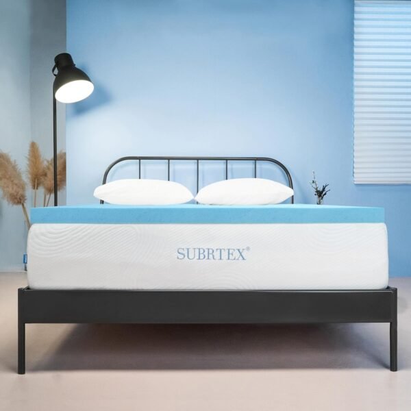 subrtex 3 Inch Memory Foam Mattress Topper Ventilated Gel Infused Bed Foam Topper, CertiPUR-US Certified, Twin XL, Blue - Image 2
