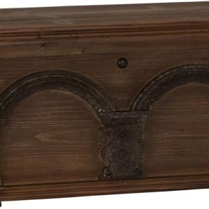 Household Essentials Wooden Arch Trunk Storage Chest, Small, Brown