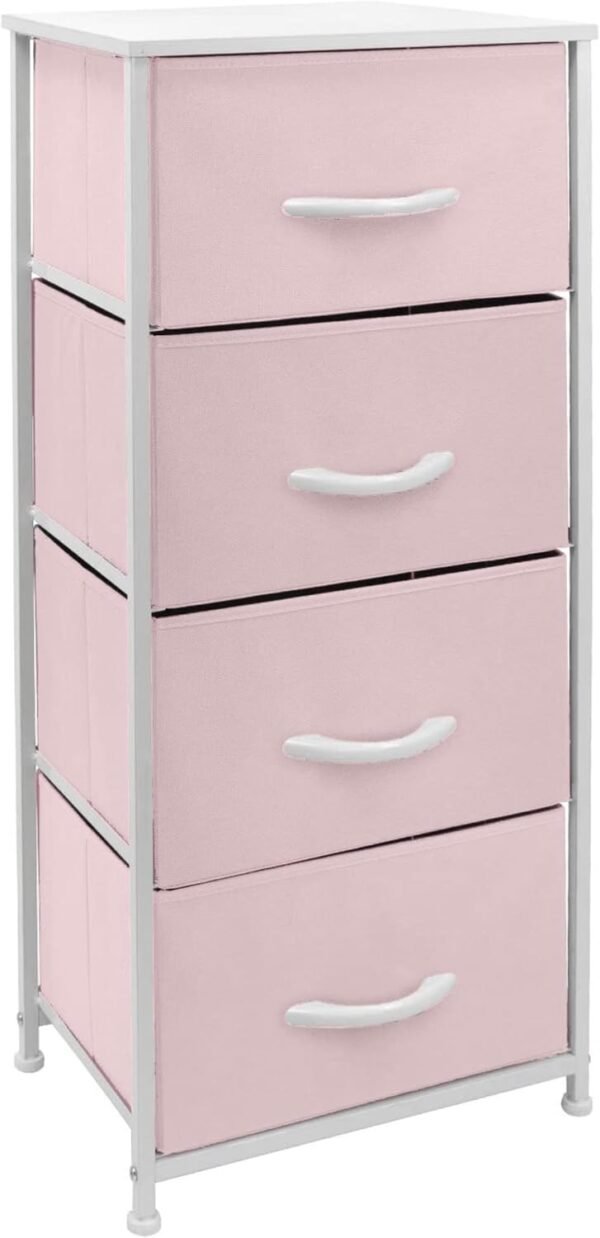 Sorbus Dresser Storage Tower, Organizer Drawers for Closet Boys & Girls Bedroom, Bedside Furniture, Chest for Home, College Dorm, Steel Frame, Wood Top, Fabric Bins(Pink) - Image 8