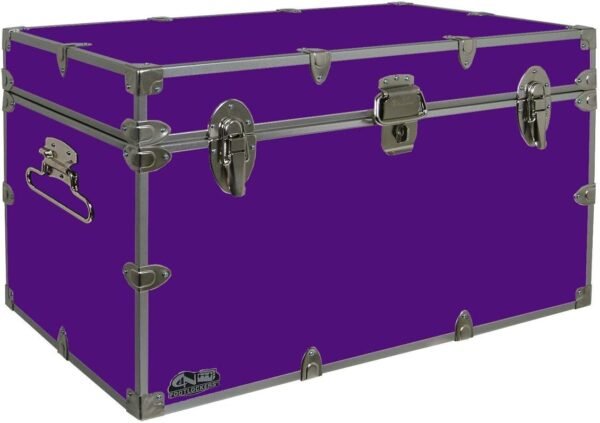 C&N Footlockers - XL Graduate Storage Trunk - Made in the USA - STEEL Footlocker for College Dorm Room & Summer Camp - 32 x 18 x 18.5 Inches (Purple)