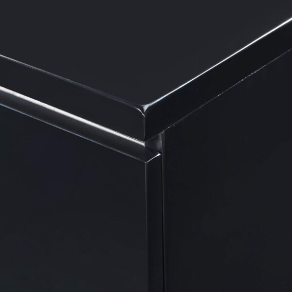 Lennox Mid-Century Side Table 2 Drawers Storage Nightstand, Matte Chrome Handle, Black - Image 4