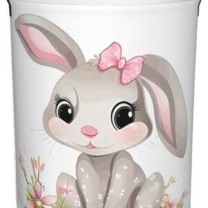 EdNeY Lovely Bunny Rabbit Laundry Basket Waterproof Foldable Laundry Hamper with Durable Handle Round Storage Basket Organizer for Bathroom Bedroom Dorm Nursery, Medium, Zxxzyl1110-57