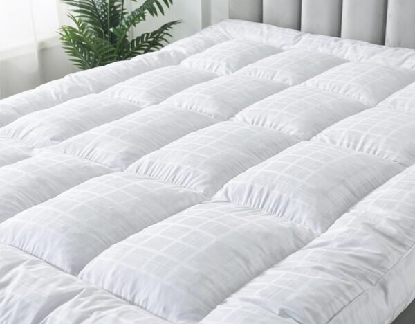 WhatsBedding 5 Inch Duck Feather Bed Mattress Topper Twin Size, 100% Thickened Cotton White Plaid Jacquard, 2500 GSM Overfilled Pillow Top, 39x75 in - Image 7