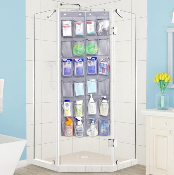 MISSLO Narrow Over The Door Shoe Organizer Door Hanger 12 Large Mesh Pockets Hanging Shoe Rack for Closet Door Cruise Ship Essential, Grey, 2 Pack - Image 6