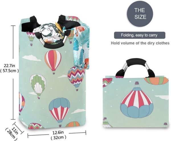 OREZI Cartoon Hot Air Balloon Laundry Hamper,Waterproof and Foldable Laundry Bag with Handles for Baby Nursery College Dorms Kids Bedroom Bathroom - Image 5