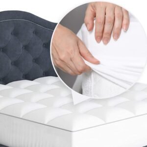 Sleep Mantra Twin XL Cooling Mattress Topper, Pillow-Top Optimum Thickness, Soft 100% Cotton Fabric, Breathable & Plush Quilted Down-Like Fill, Snug Deep Pocket fit for Mattresses 8-20 inch, White