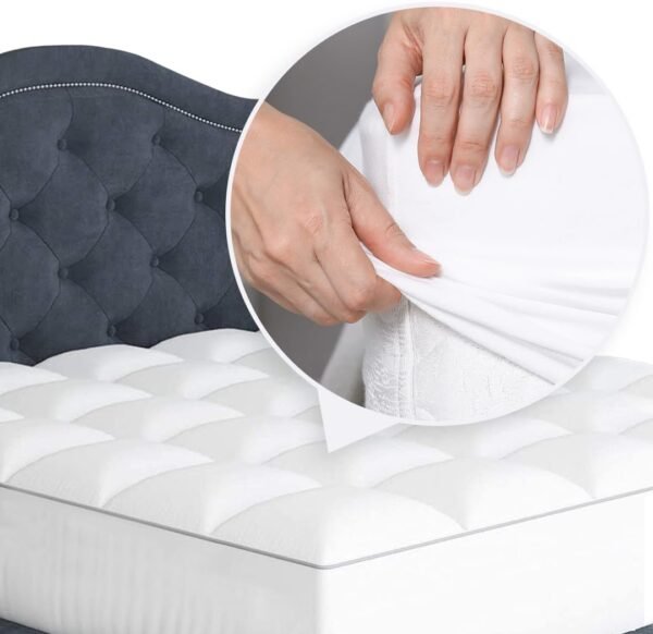 Sleep Mantra Twin XL Cooling Mattress Topper, Pillow-Top Optimum Thickness, Soft 100% Cotton Fabric, Breathable & Plush Quilted Down-Like Fill, Snug Deep Pocket fit for Mattresses 8-20 inch, White