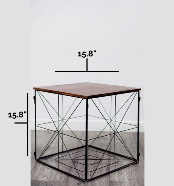 Square Folding Wire Basket for Blankets Storage Side Table Blanket Basket Metal and Wood Wire Blanket Basket with Lid - Image 6